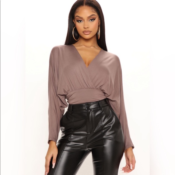 Meet Me There Surplice Top- Mocha - Picture 5 of 6